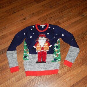 Men's Size Small S Jolly Sweaters Lumberjack Santa Ugly Christmas Party Sweater